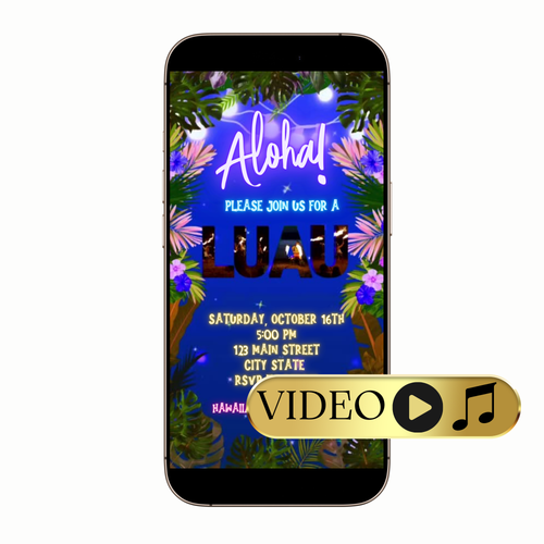 Editable Aloha Hawaiian Luau Video Invitation Template