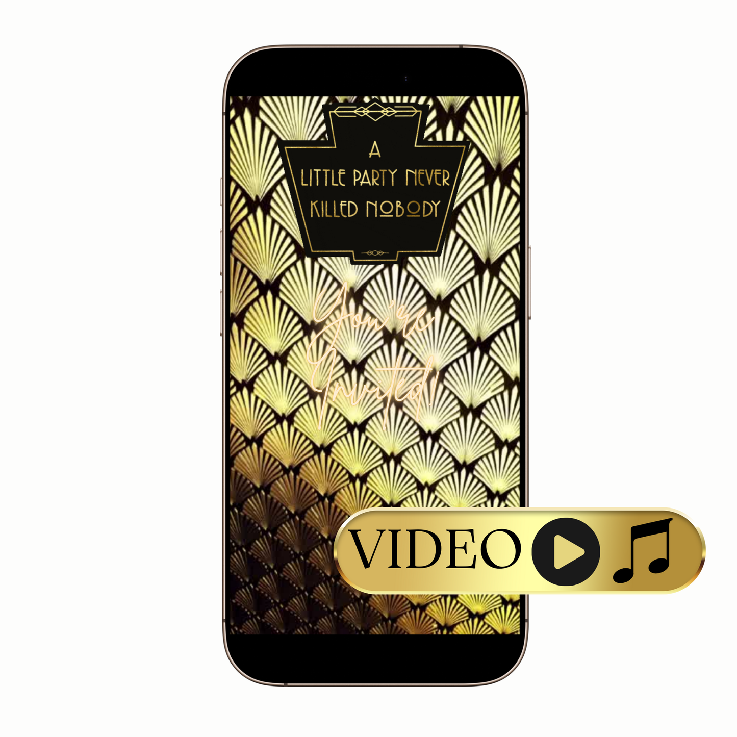 Roaring 20’s video invitation shared on WhatsApp preview