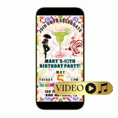 Editable Mexican Party Style Video Invitation Template