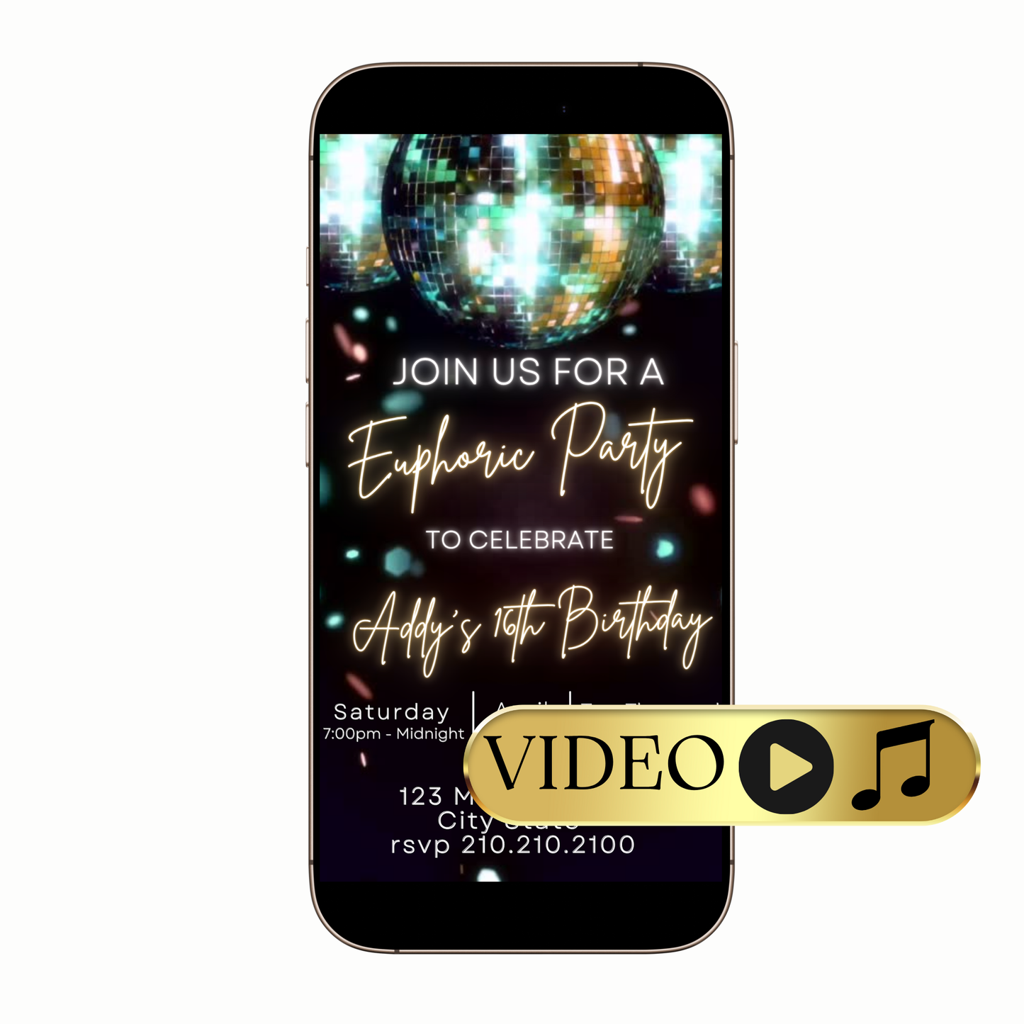 Digital Glitter Sphere Party Video Invitation