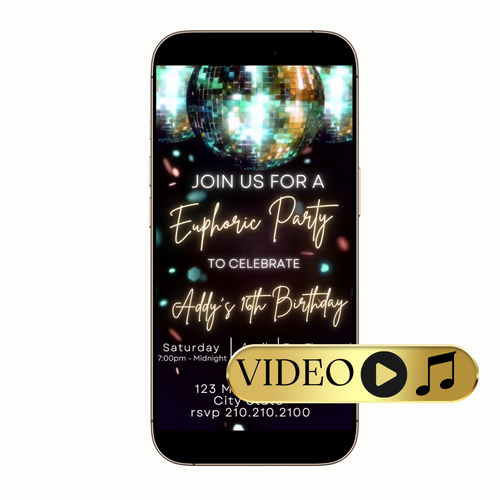 Digital Glitter Sphere Party Video Invitation