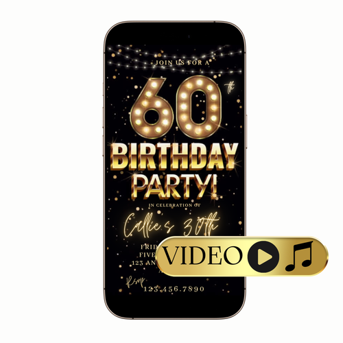 Editable Classic Gold Party Video Invitation Template