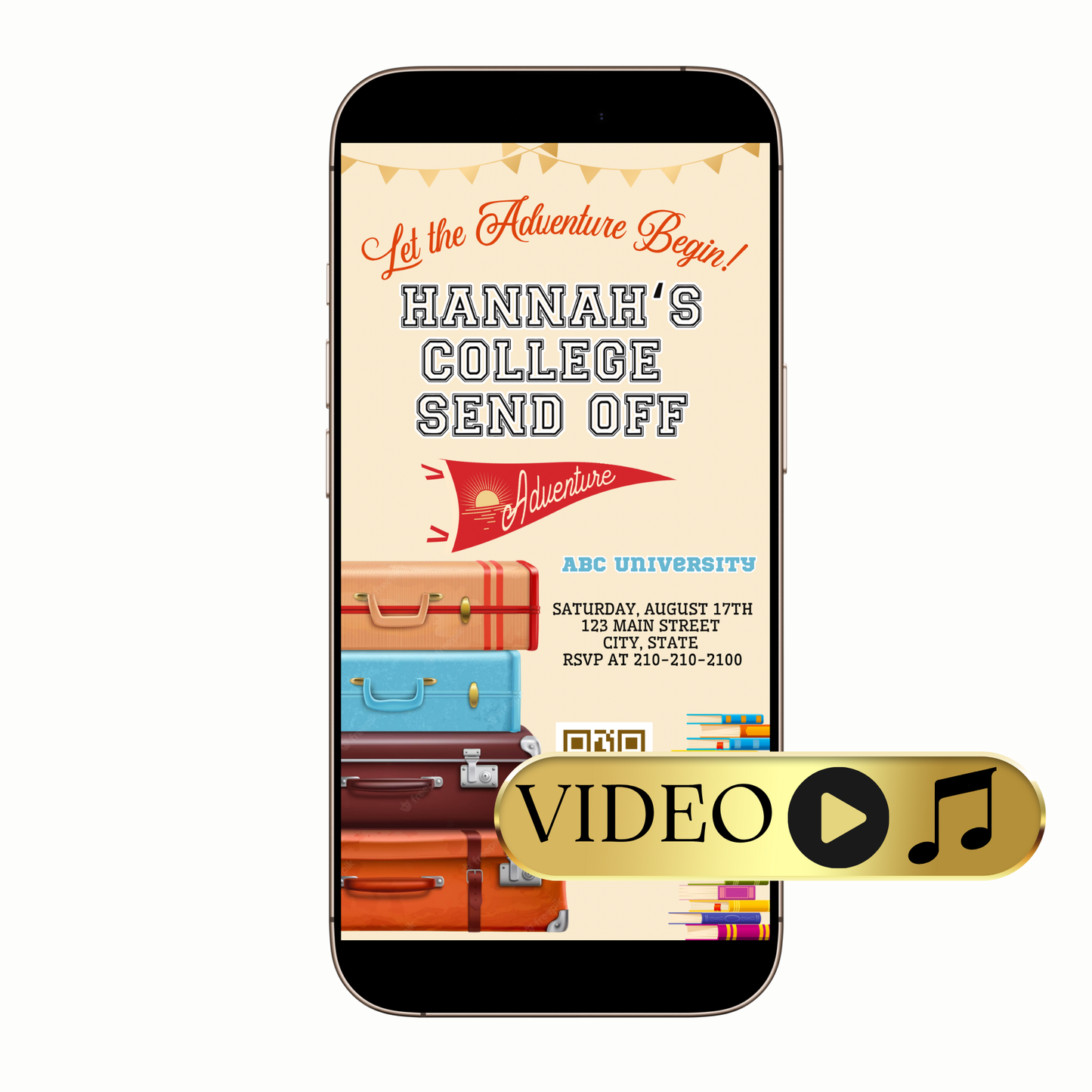 Editable College Bound Adventure Digital Video Invitation Template