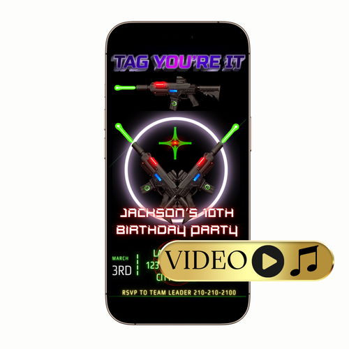 Editable Neon Laser Battle Video Invitation Template