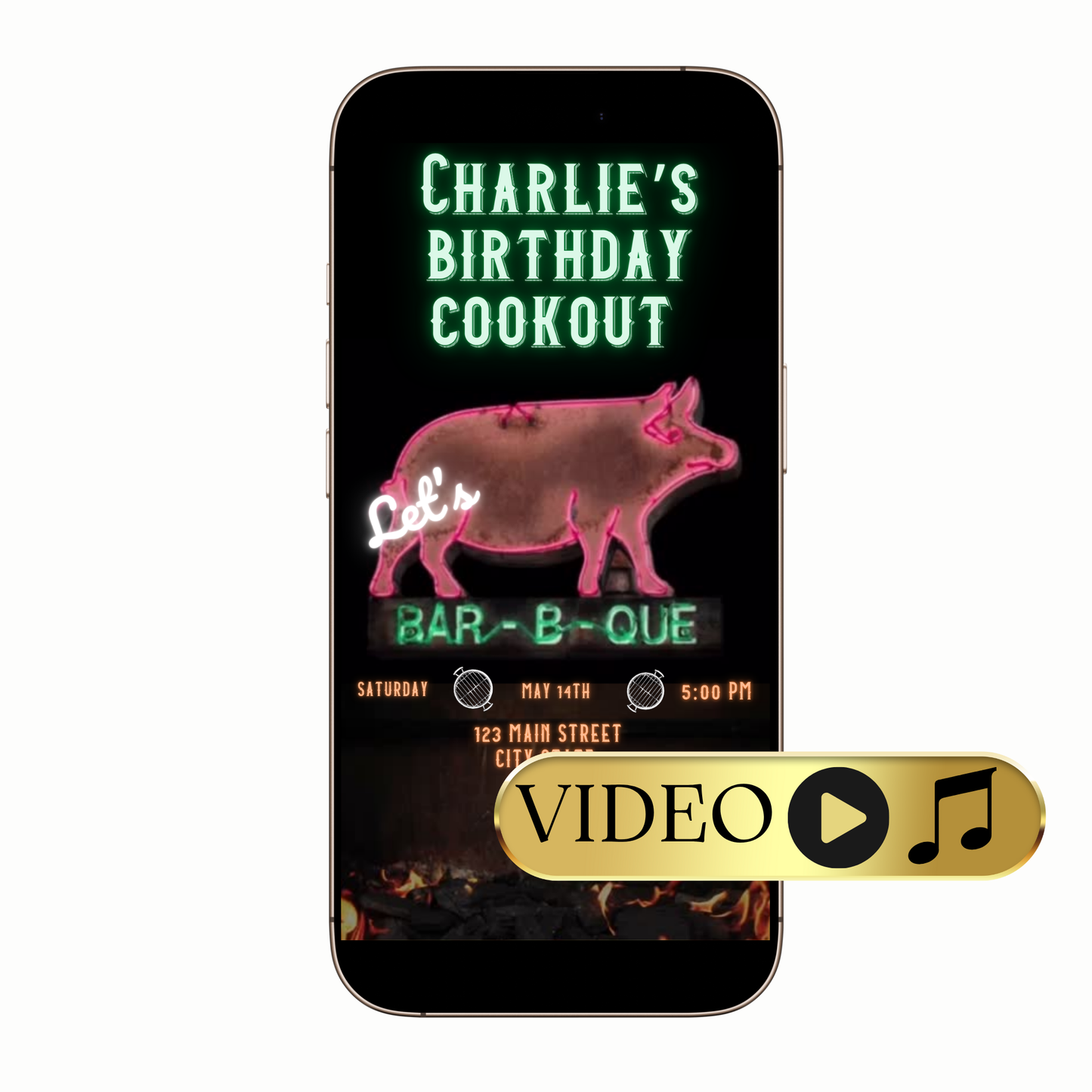 Editable BBQ Cookout Party Video Invitation Template