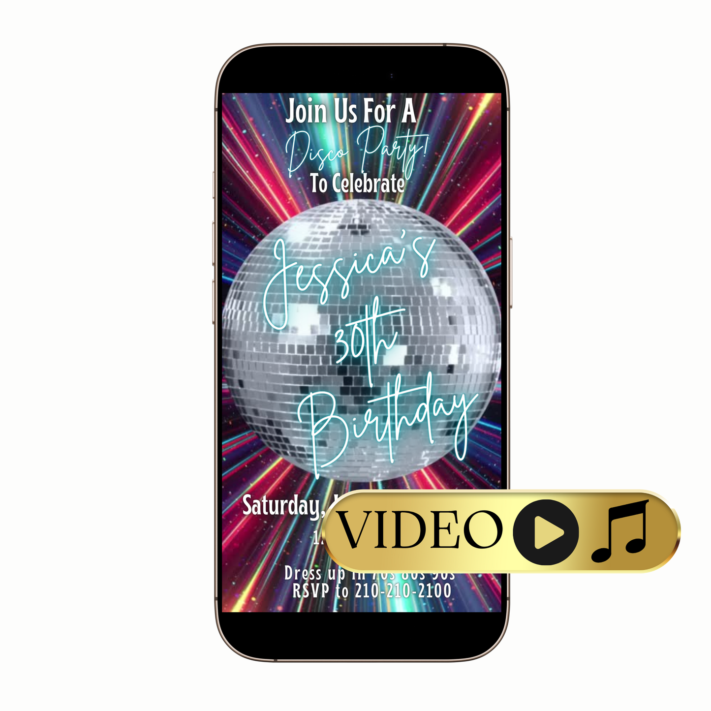 Digital 70s Disco Party Video Invitation