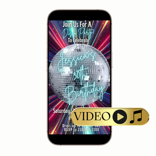 Digital 70s Disco Party Video Invitation