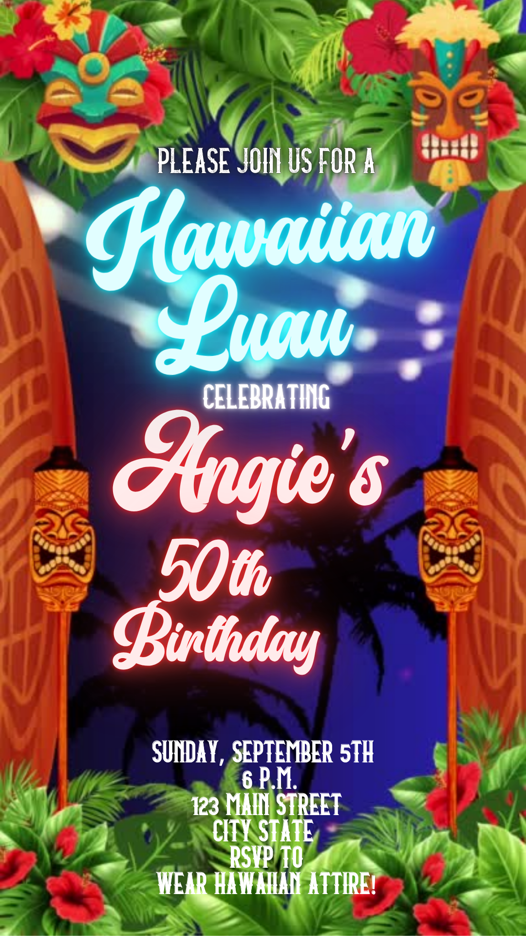 Tropical Hawaiian Luau Video Invitation Download