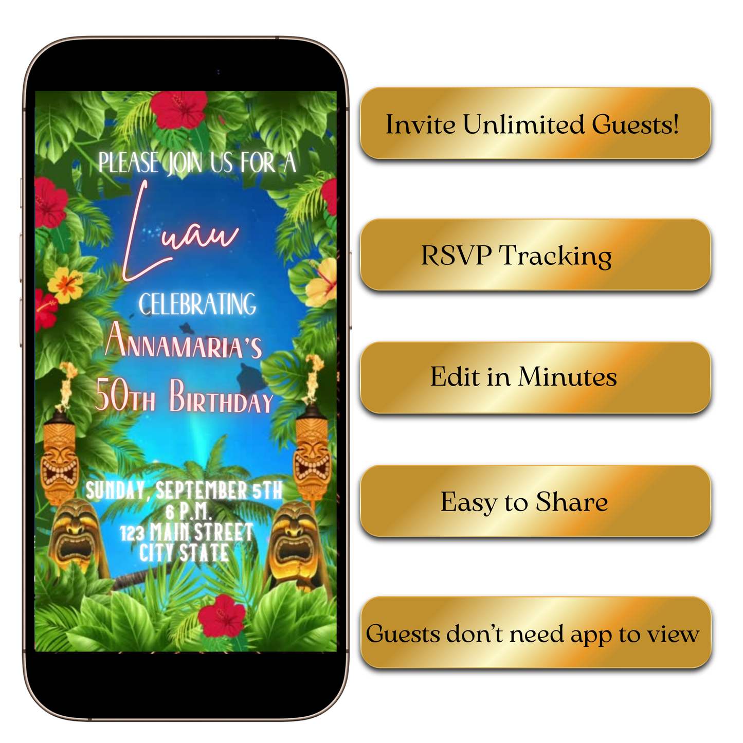 Digital Tropical Garden Luau Video Invitation MP4 Invite