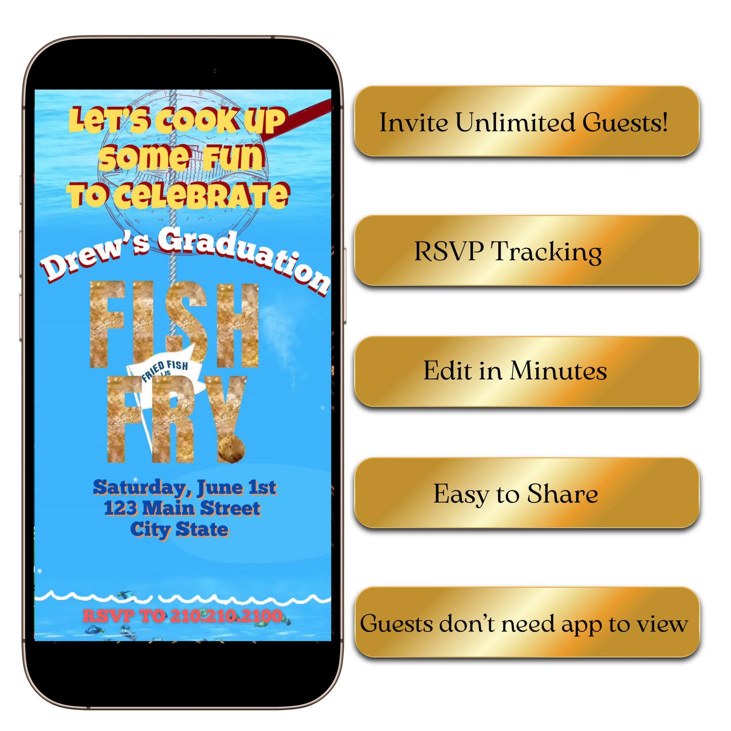 Digital Southern Fish Fry Video Invitation MP4 Invite