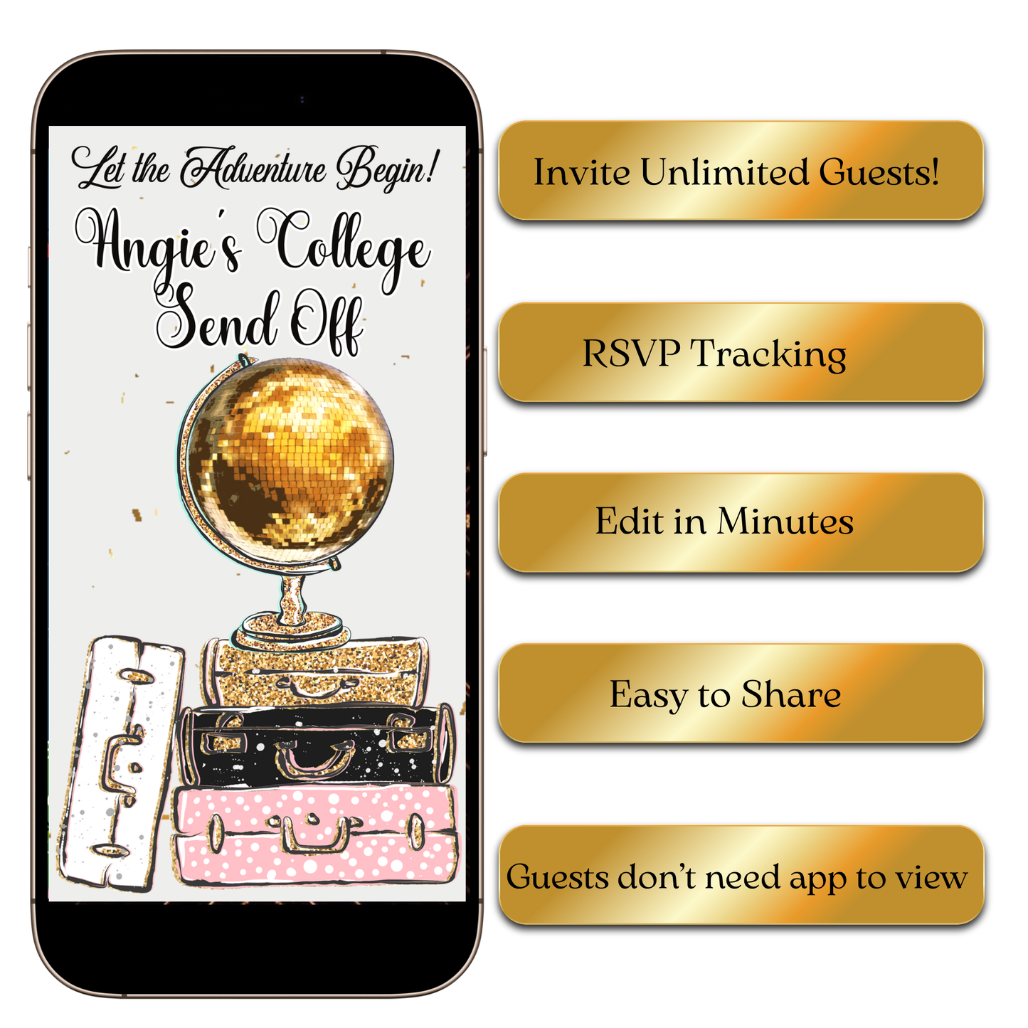 Digital Travel-Themed College Sendoff Video Invitation – Adventure Awaits Evite MP4 Invite