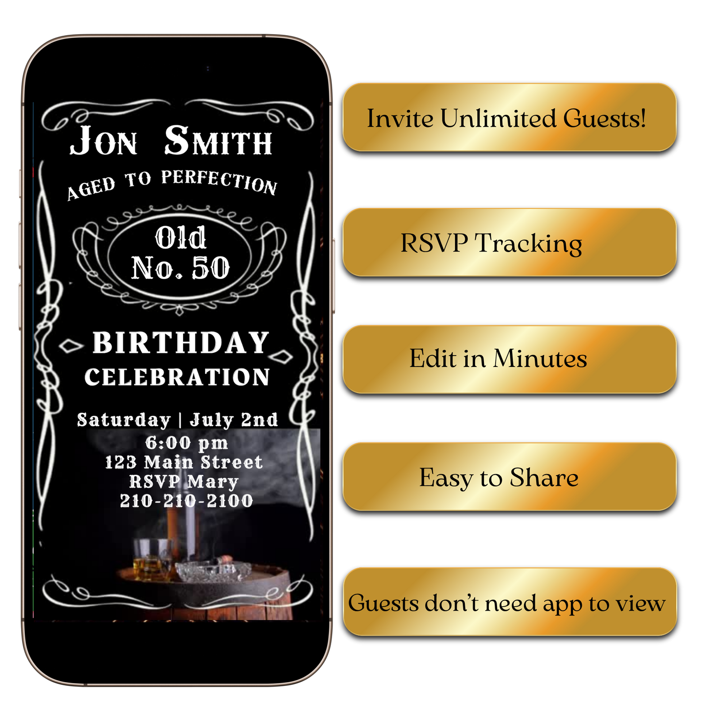 Digital Vintage Whiskey Label Video Invitation MP4 Invite