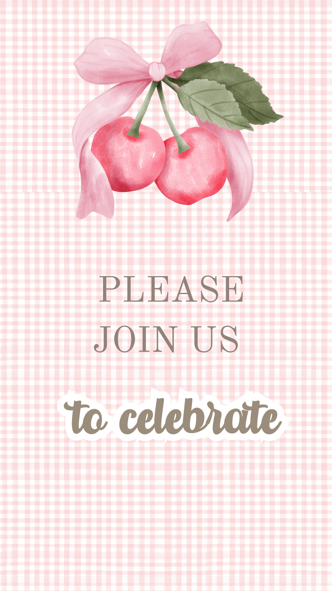 Cherry-inspired video invitation design with playful fonts