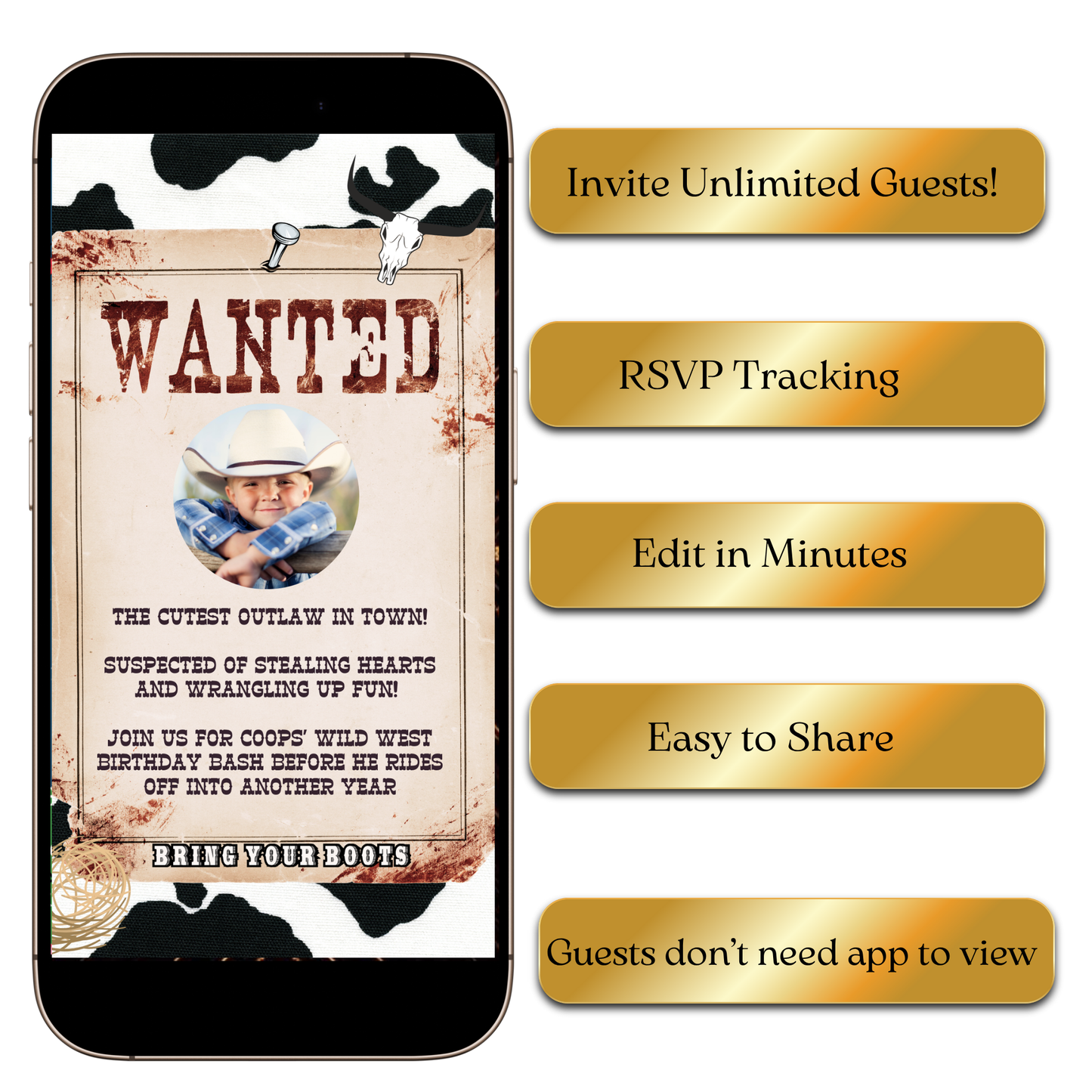 Flat lay with rope, boots, and phone showing invite