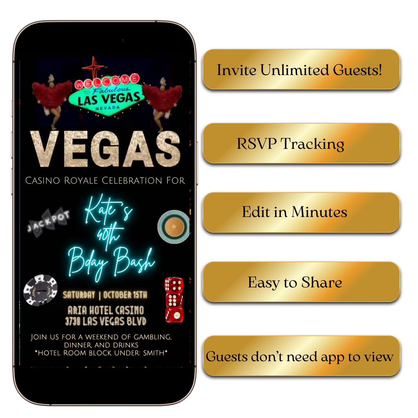 Digital Vegas Casino Royale Digital Video Invitation MP4 Invite