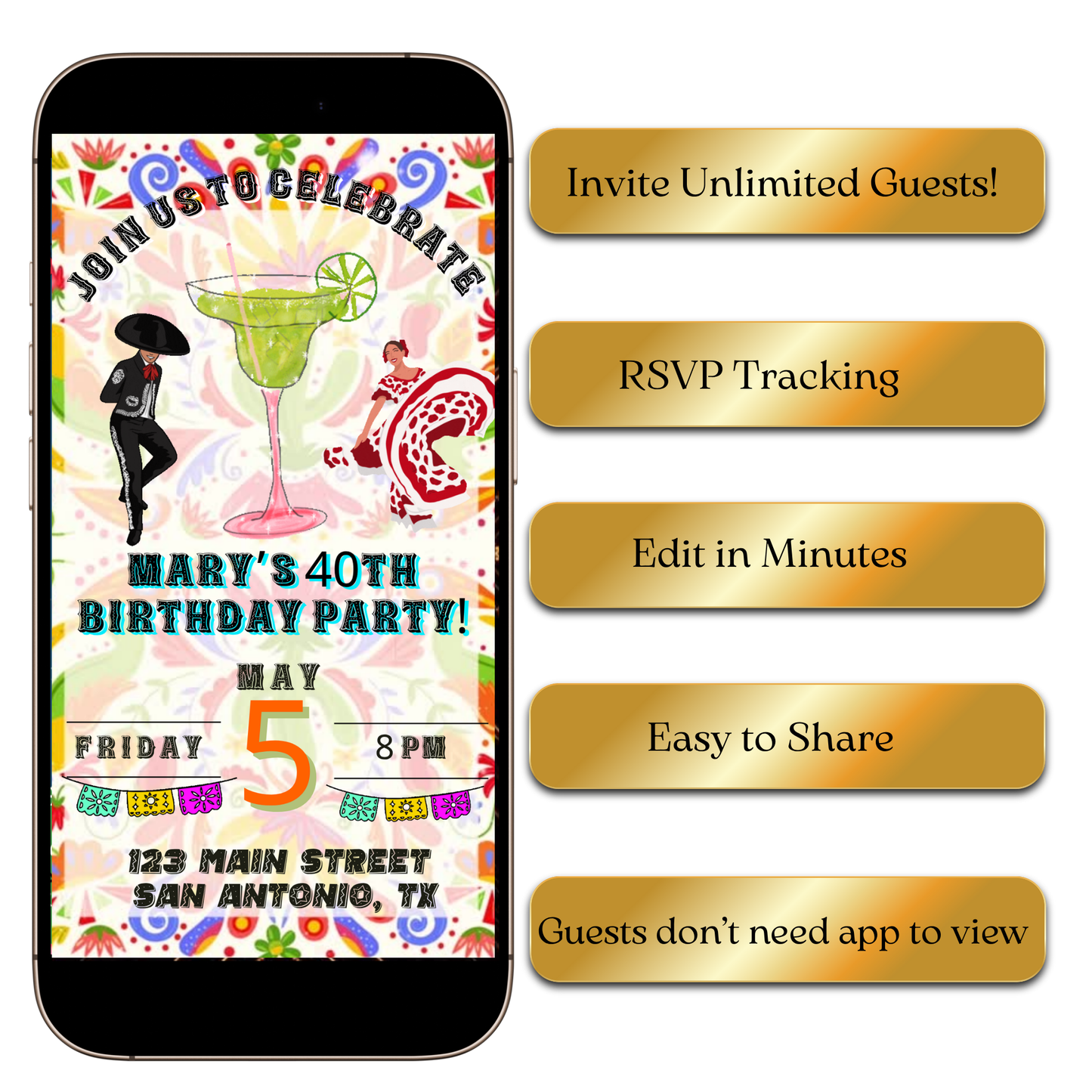 Digital Mexican Party Style Video Invitation MP4 Invite