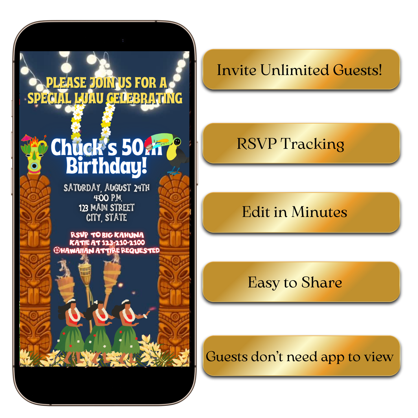 Big Kahuna Luau Video Invitation for Mobile Sharing