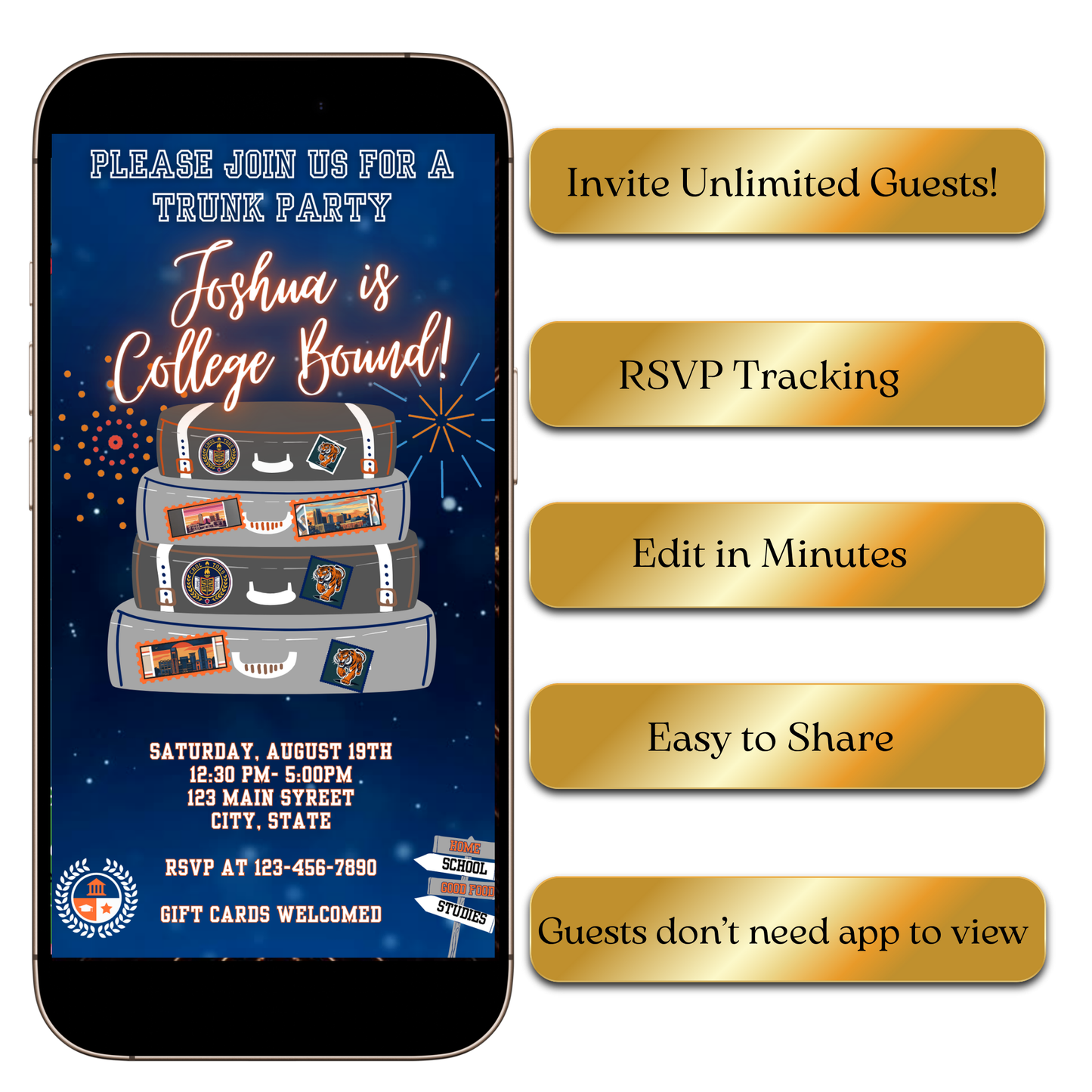 Digital College Send-Off Video Invitation MP4 Invite