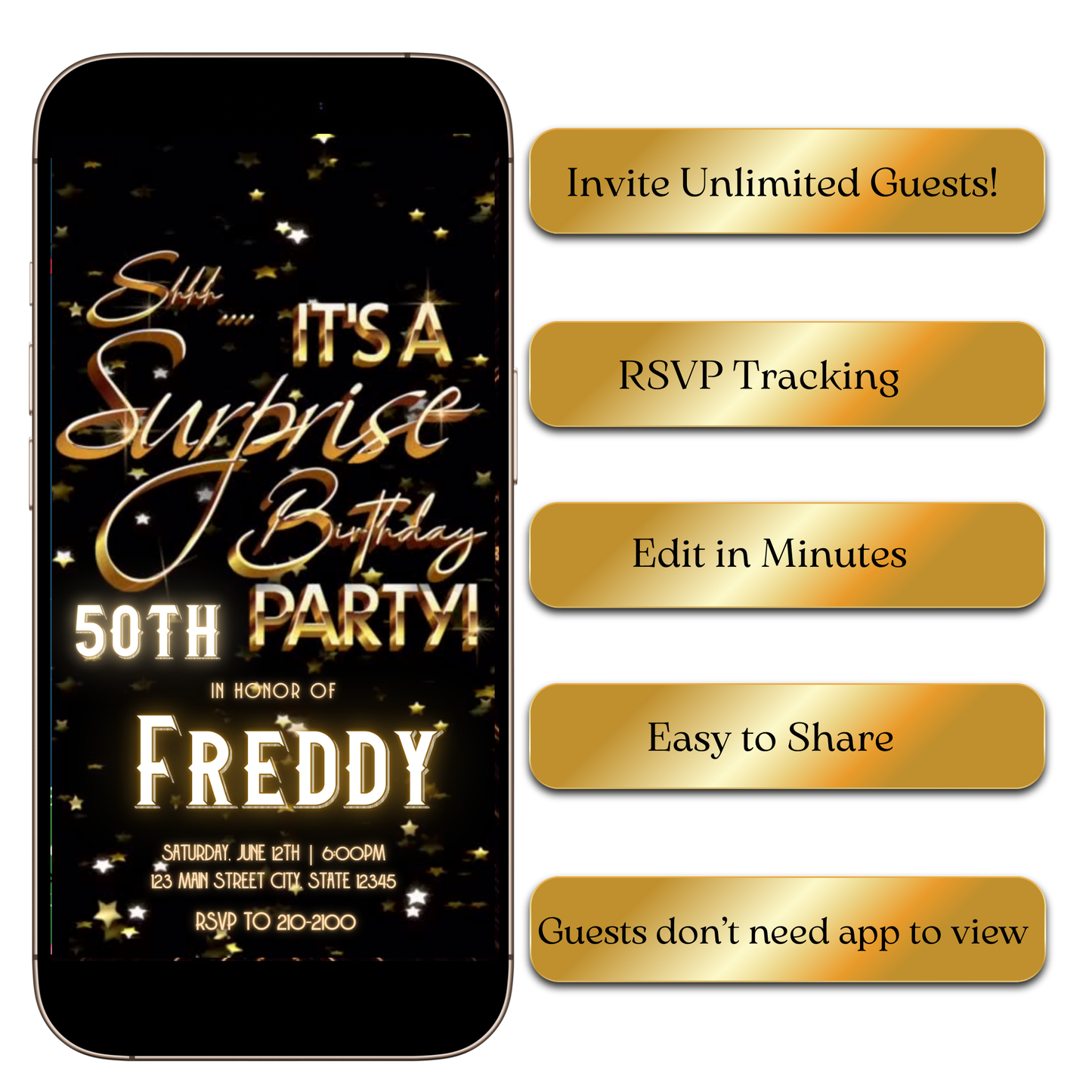 Shimmer Surprise Digital Video Invitation for Mobile Sharing