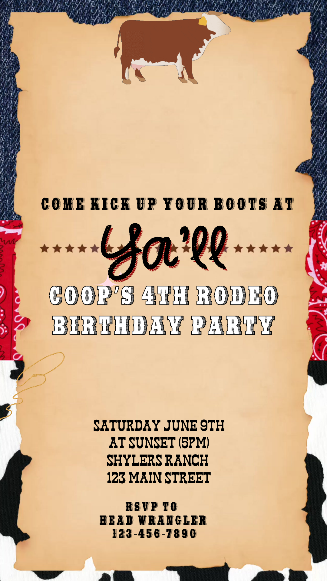 Hand holding phone with cowboy lasso animation invite playing