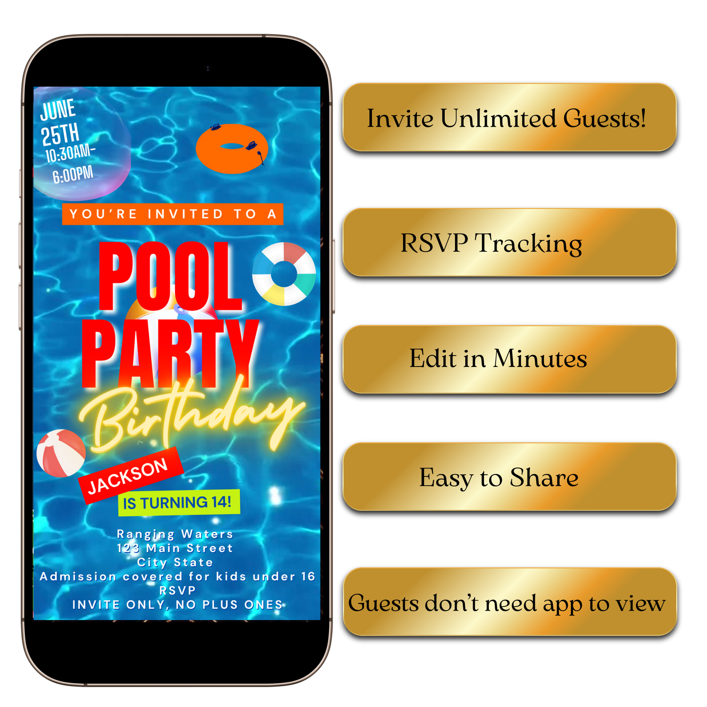 Digital Summer Pool Party Video Invitation MP4 Invite