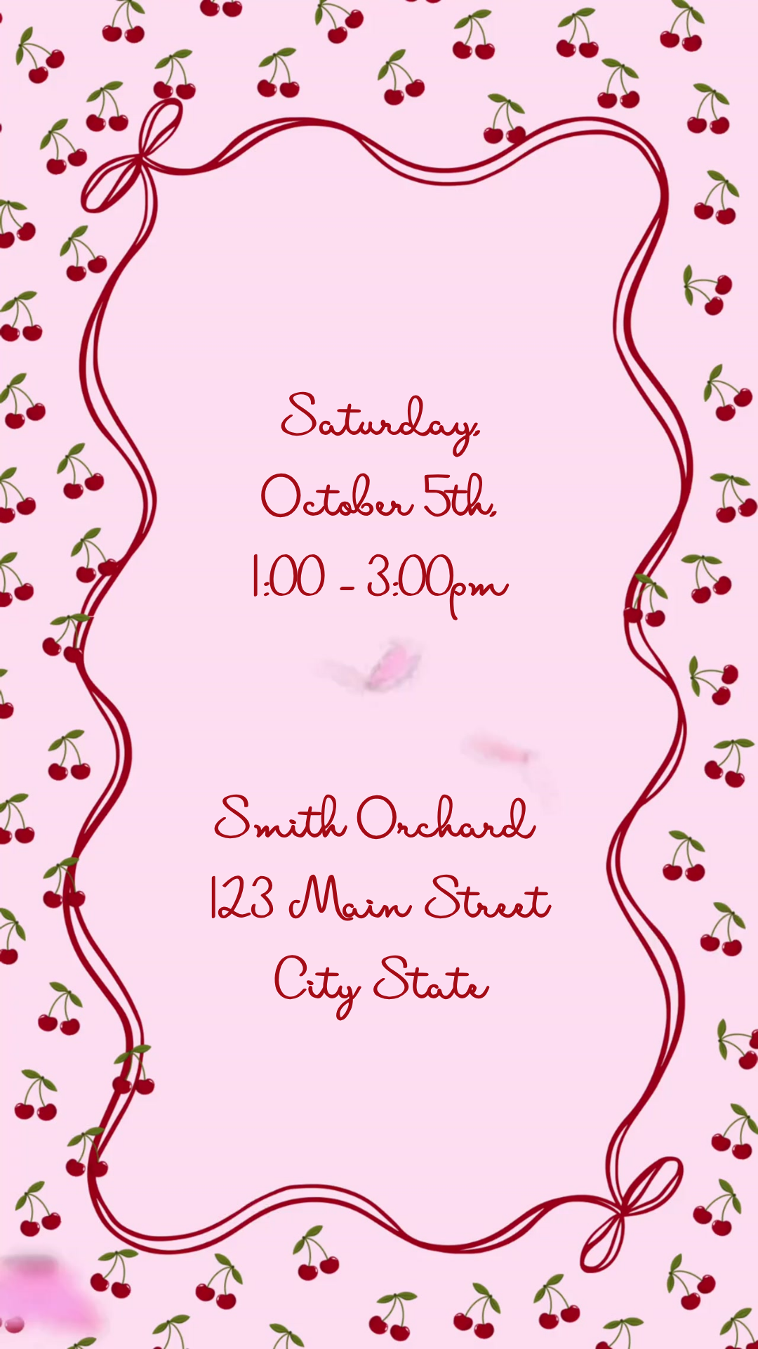 Cherry MP4 video invitation with fun fonts and bright colors