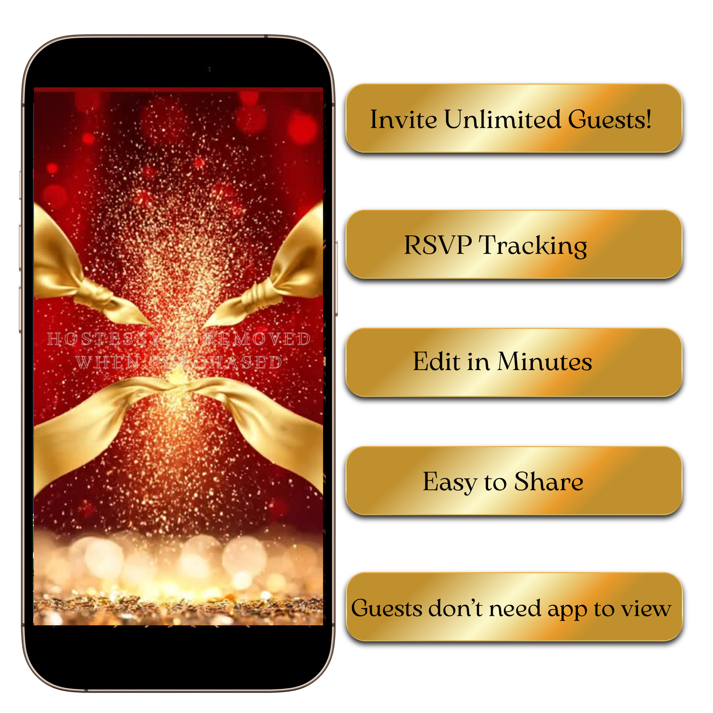 Sparkling Red and Gold Christmas Video Invitation for Mobile Sharing