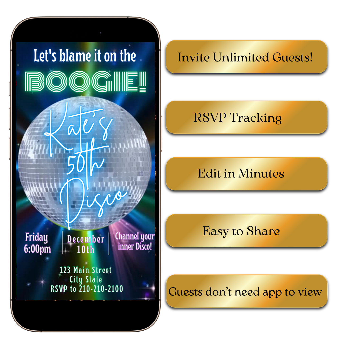 Editable Retro Disco Party Evite