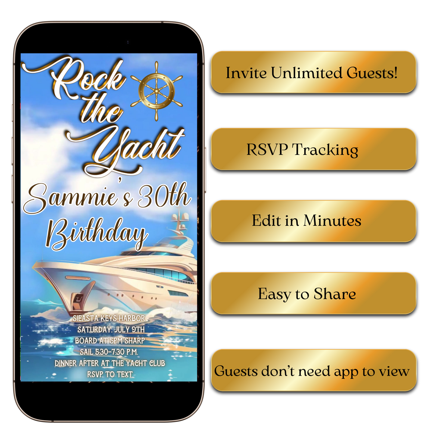 Nautical Cruise Party Evite Template with beach, luau, ocean
