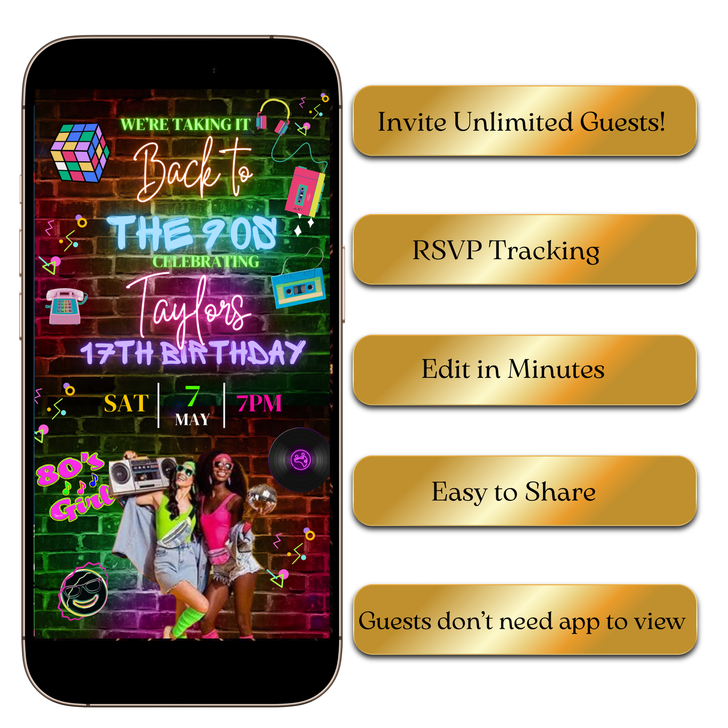 Digital Retro Throwback Video Invitation