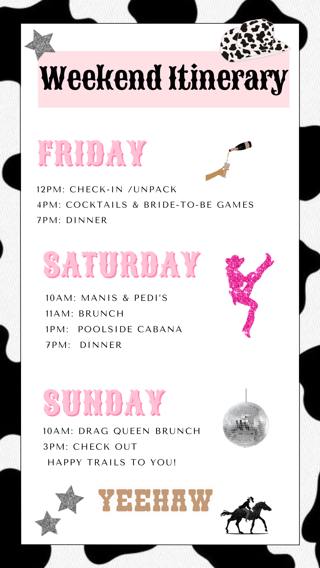 Venue card with map pin and lariat corner accents