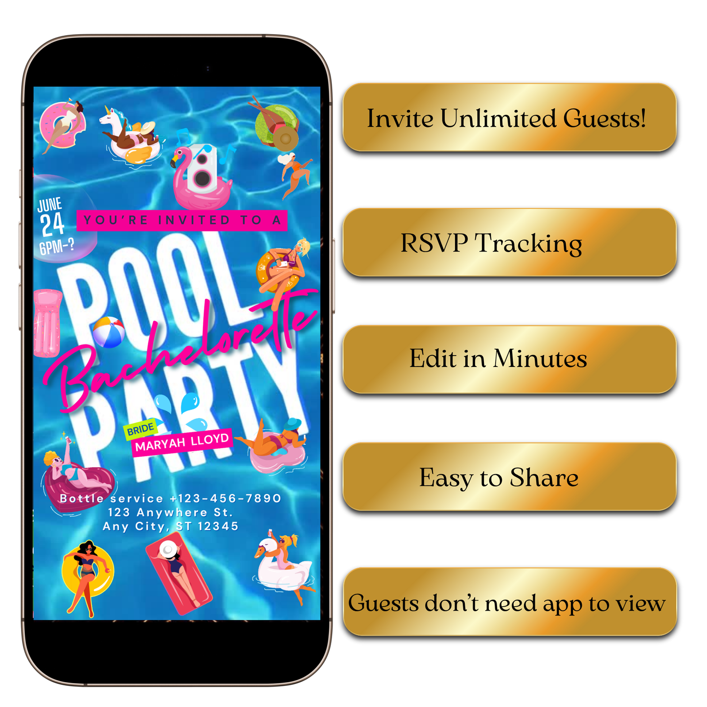 Digital Summer Pool Bash Digital Video Invitation MP4 Invite