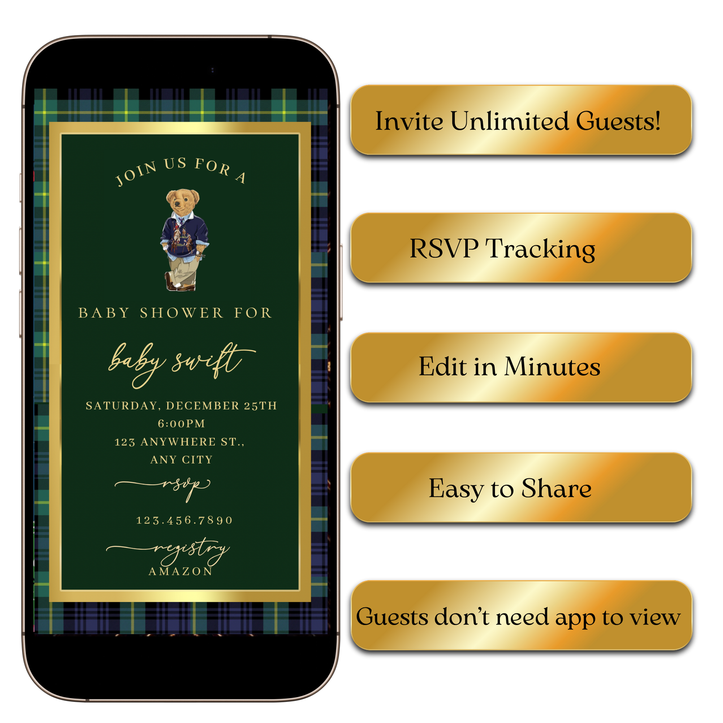 Preppy Plaid Theme Evite Template