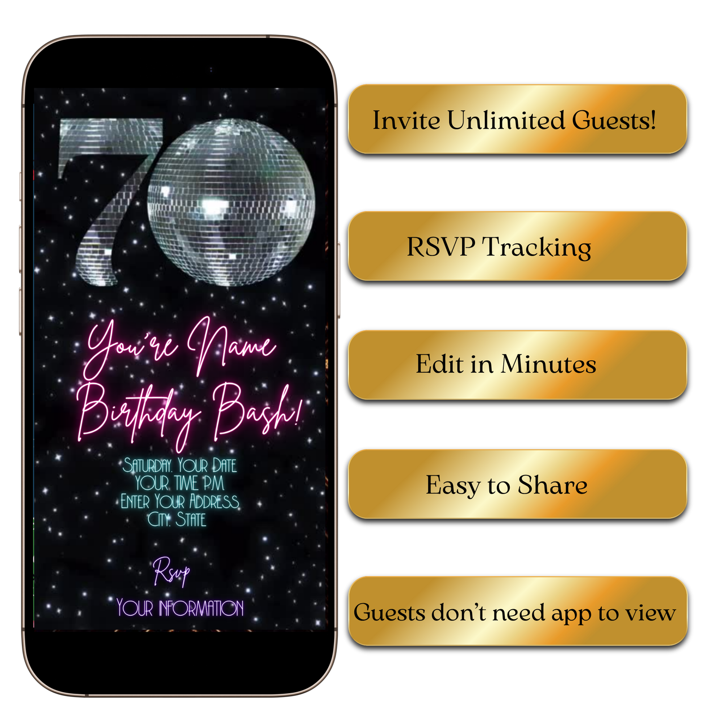 Digital Vintage Dance Floor Theme Video Invitation MP4 Invite