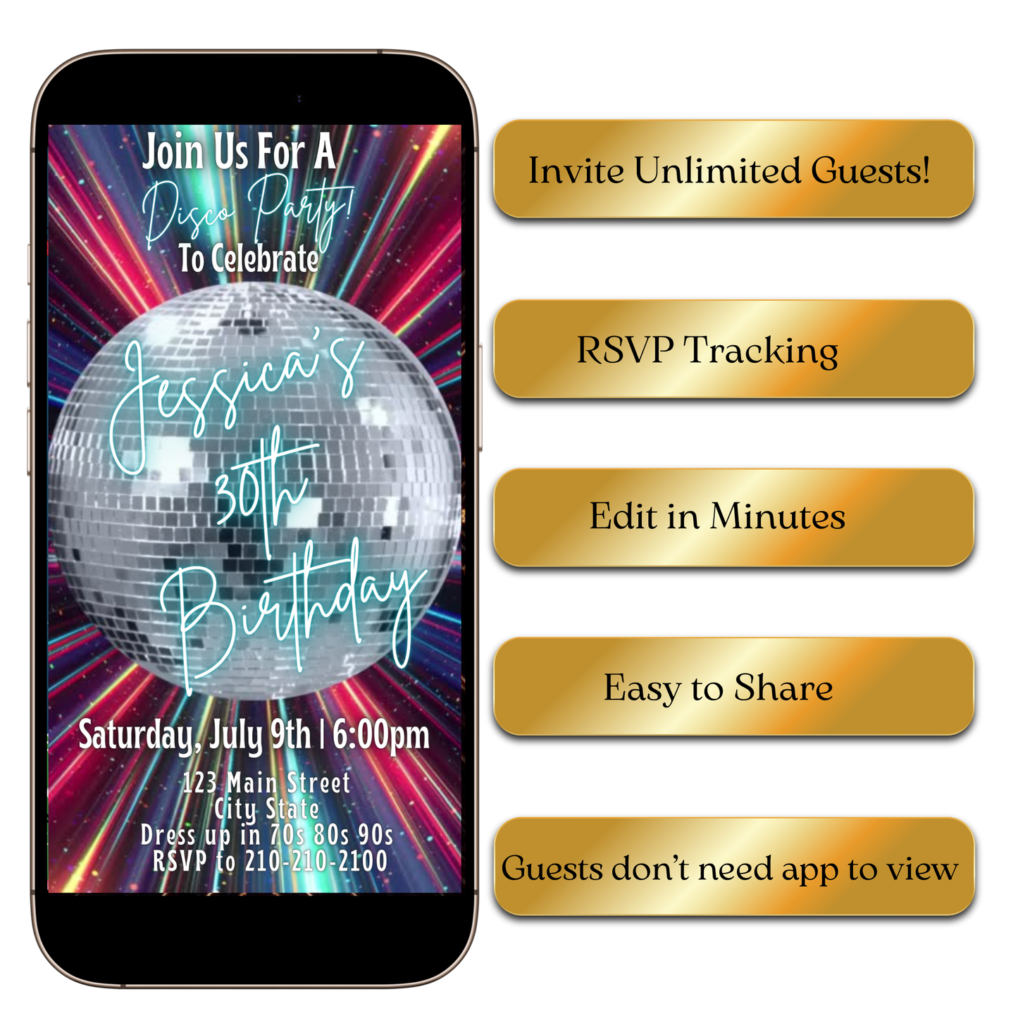 Editable Retro Lights Video Evite