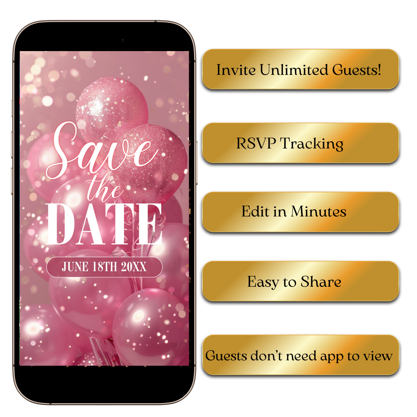 Digital Pink Sparkle Graduation Save The Date Video Invitation MP4 Invite