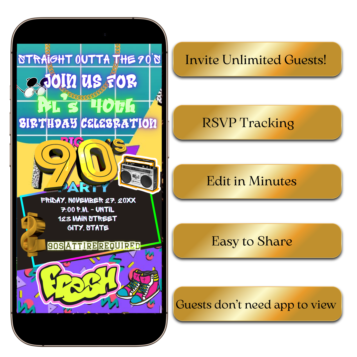 Retro Hip-Hop Theme Template with 80s, 90s, boombox