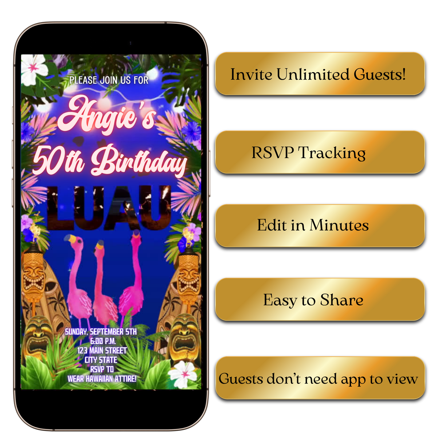 Digital Aloha Tropical Luau Video Invitation MP4 Invite