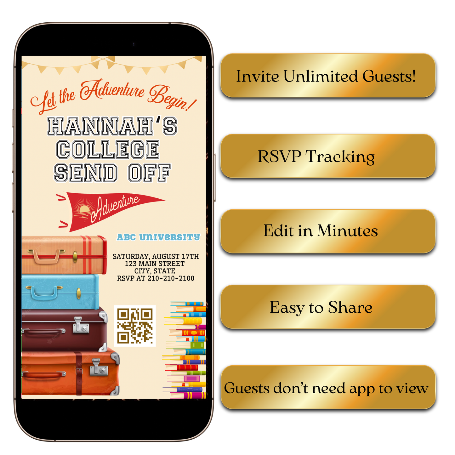 Digital College Bound Adventure Digital Video Invitation MP4 Invite