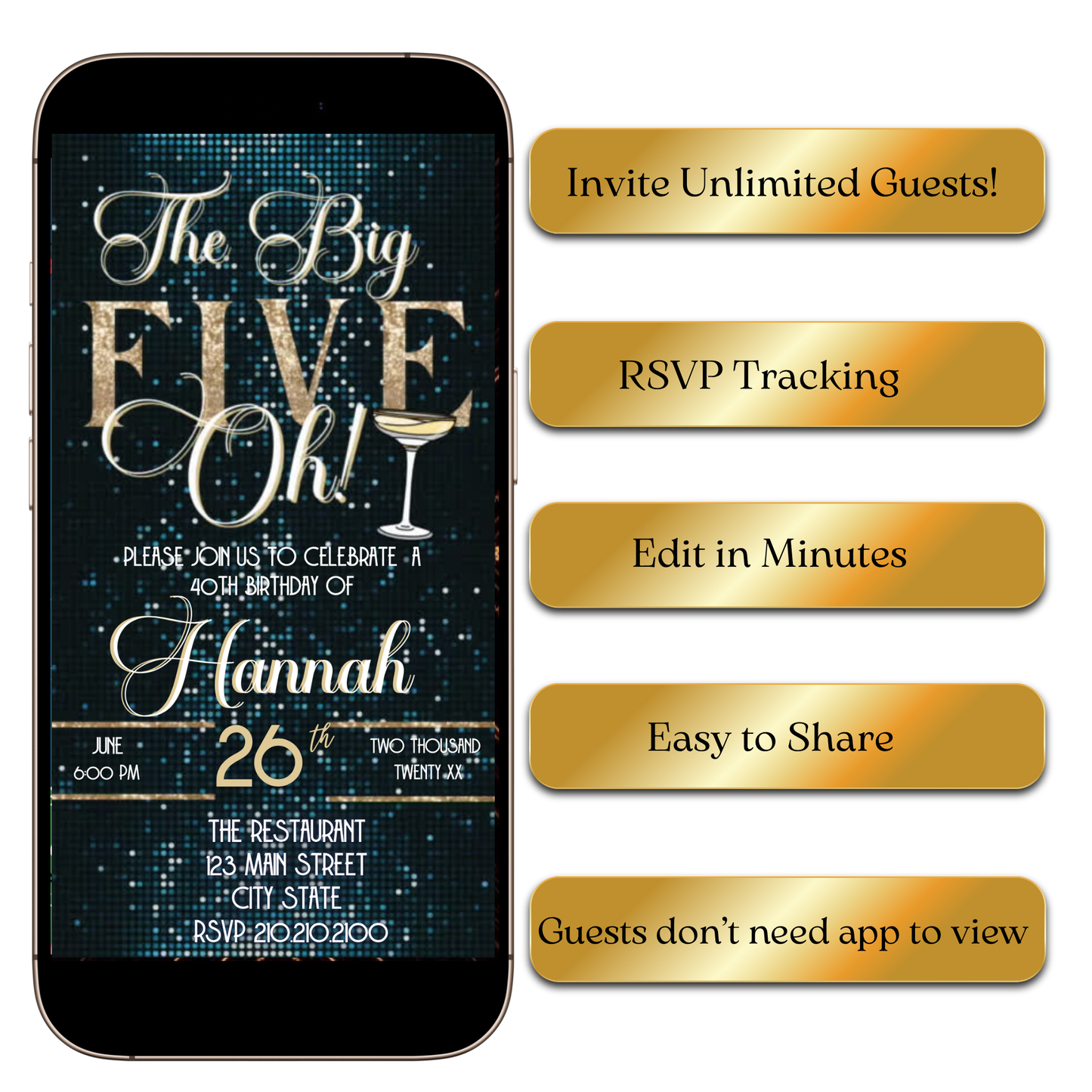 Event details layout in modern serif with subtle sparkle accents
