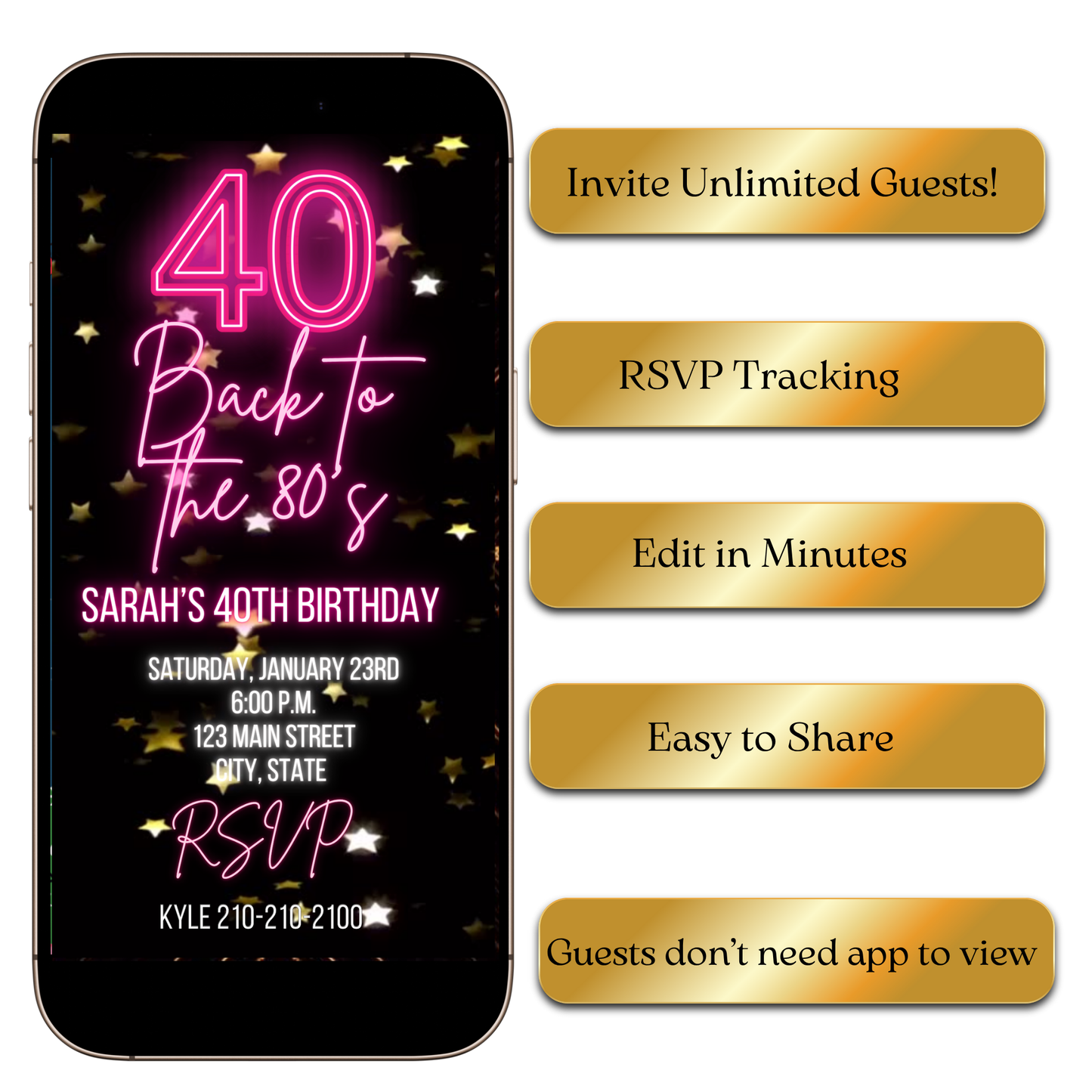 Instagram feed preview of Falling Star digital invitation