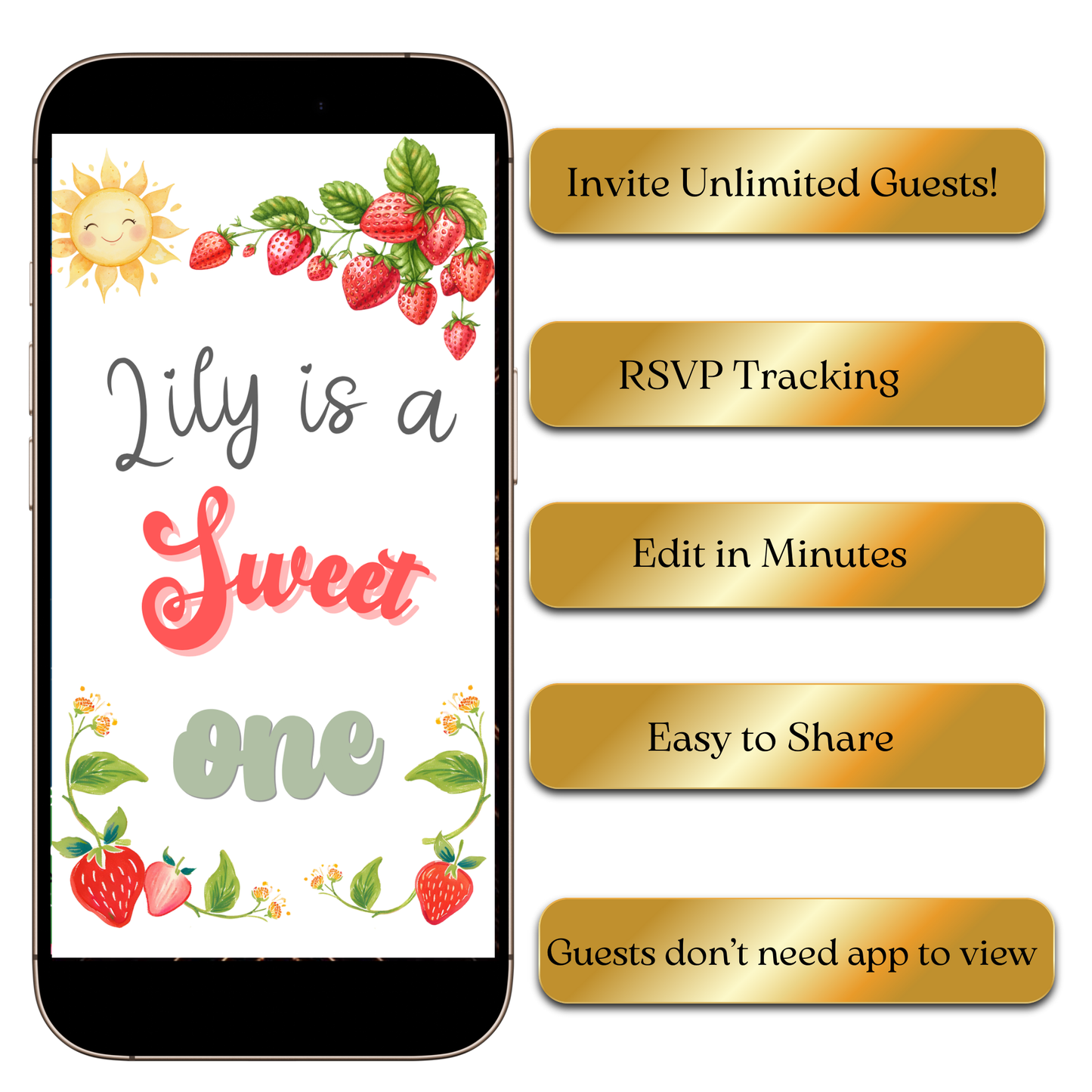 Instagram DM mockup featuring strawberry invite thumbnail