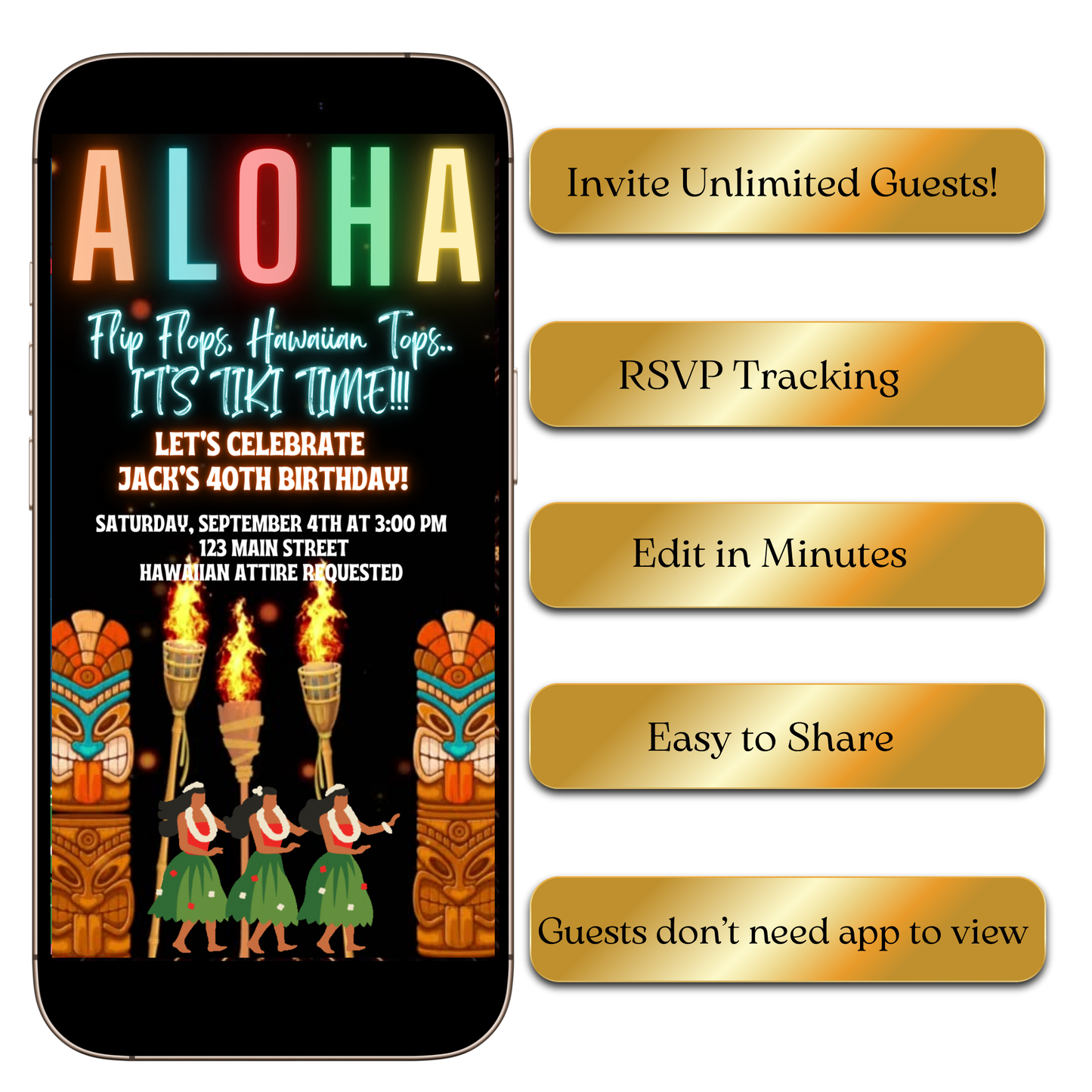 Digital Tropical Aloha Party Video Invitation MP4 Invite
