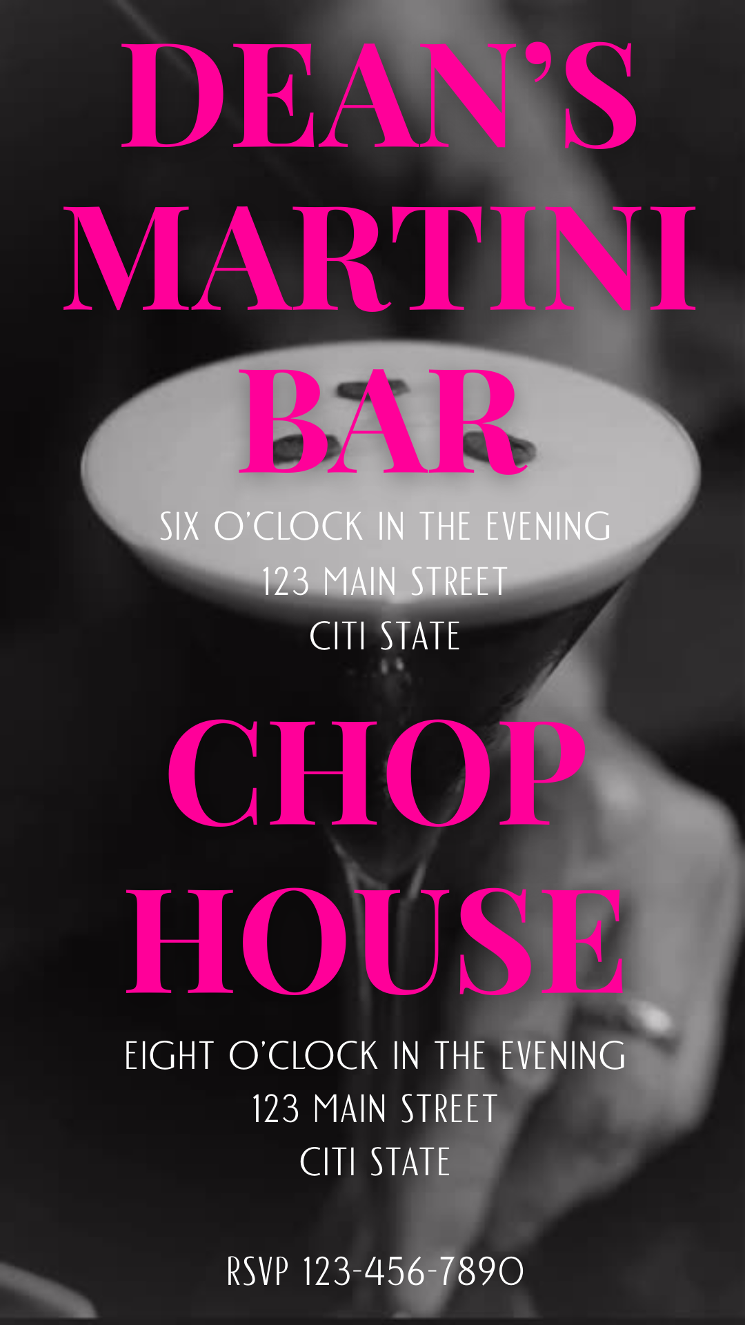 Martini in the City MP4 video invitation with glam city details