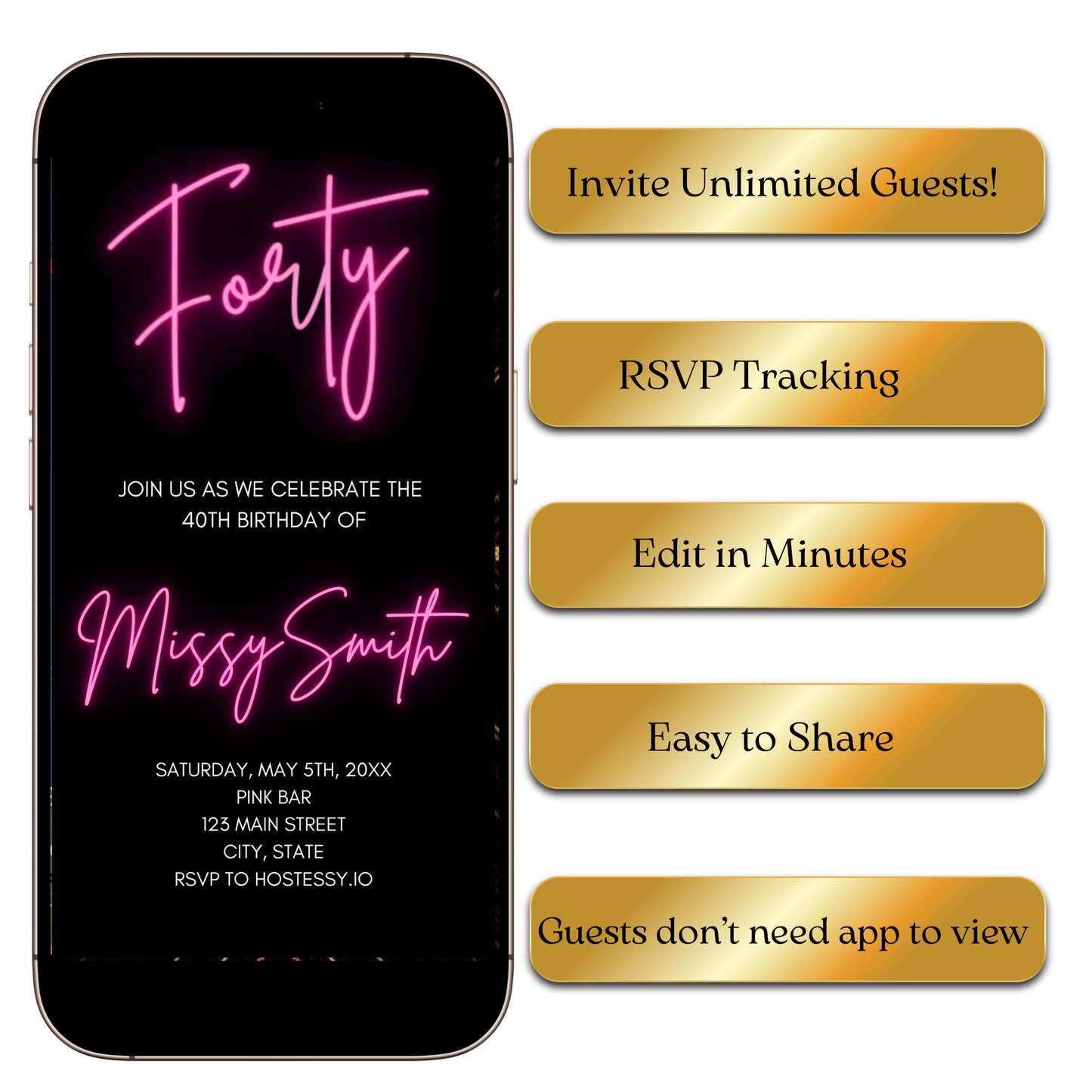 Digital Neon Pink Glow Digital Video Invitation MP4 Invite