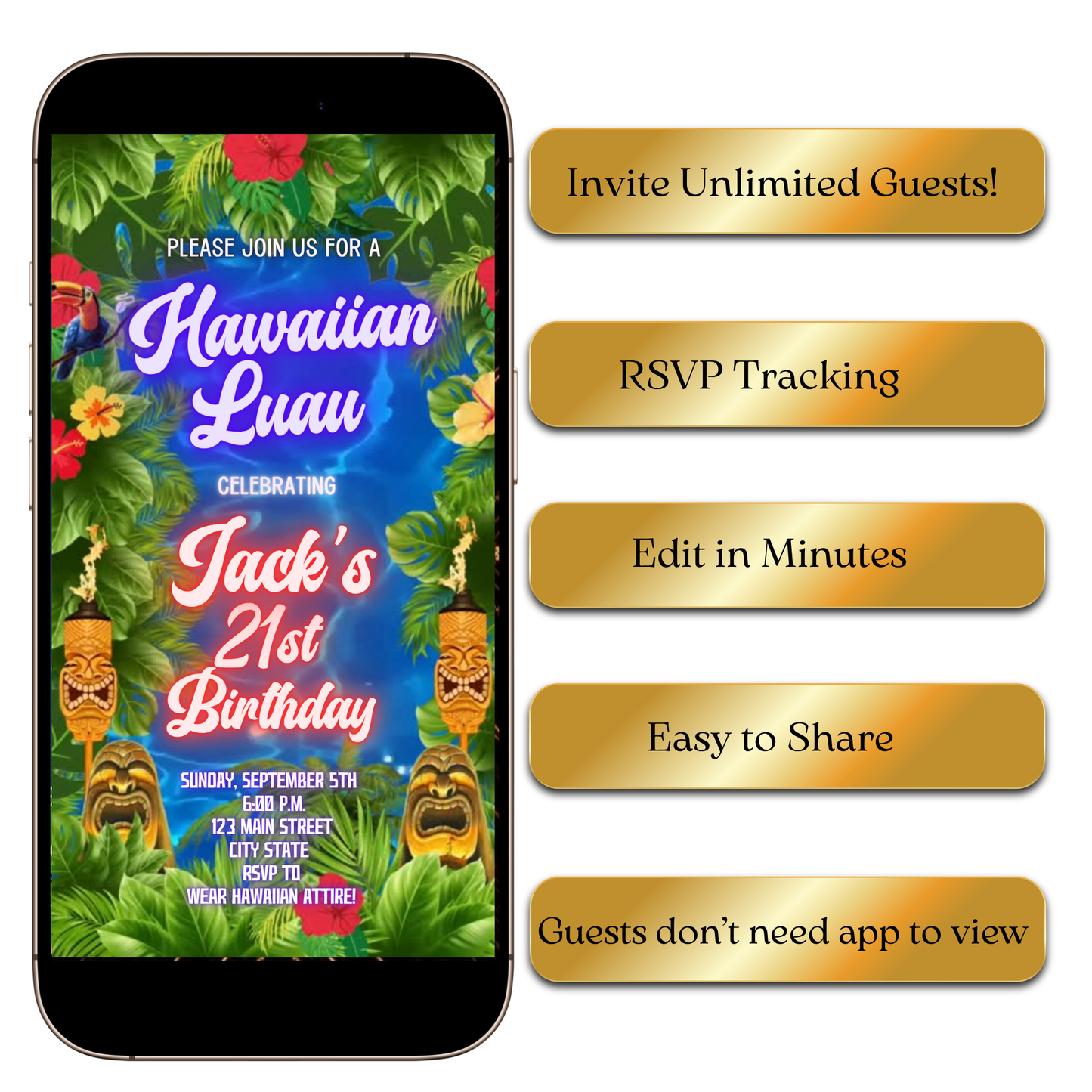 Digital Ocean Blue Hawaiian Luau Video Invitation MP4 Invite