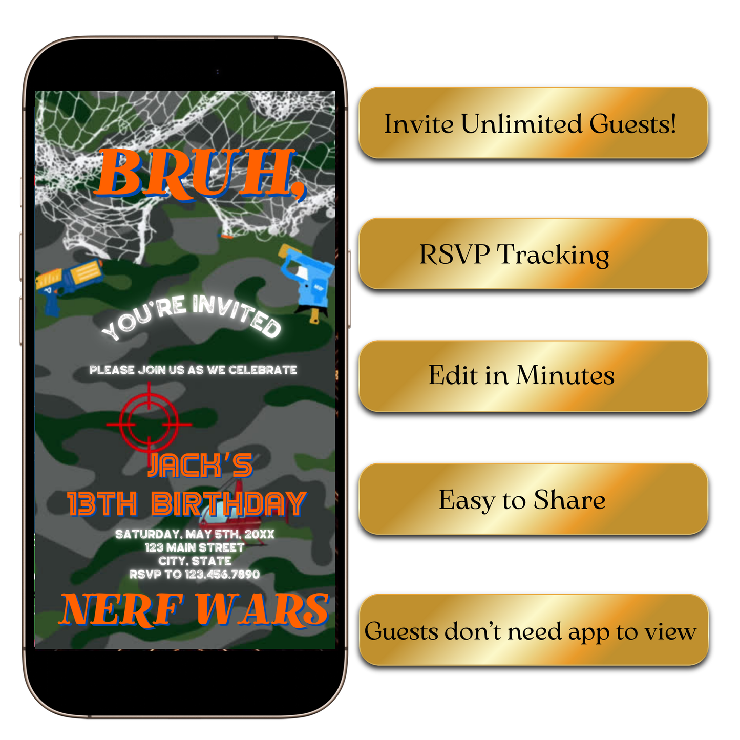 Digital Nerf Battle Party Video Invitation MP4 Invite