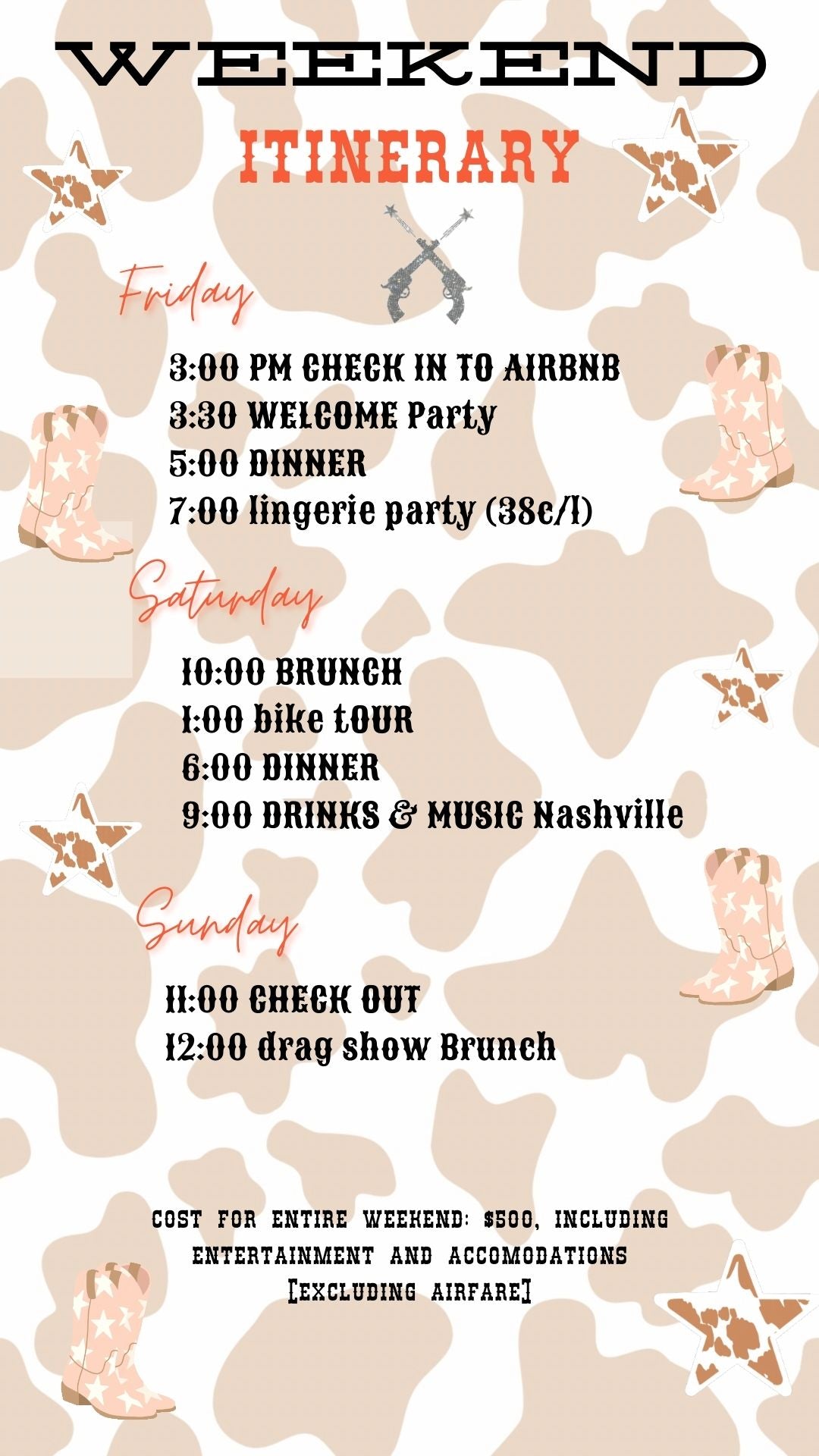 Editable cowgirl nashville bachelorette party party video invitation displayed on a mobile phone, featuring an animated vertical digital invite with music, created in Canva. This premium video invitation template is designed for sharing by text, email, and social media and works with an interactive RSVP website for easy guest response tracking.