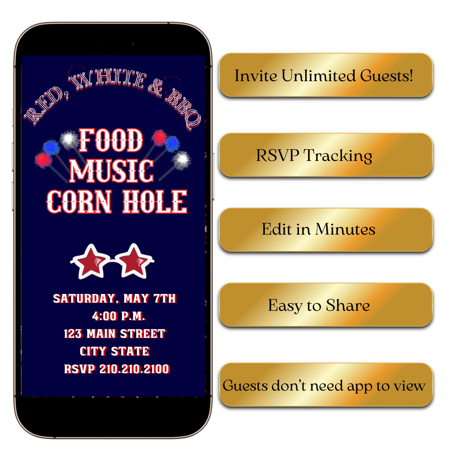 Digital Red White and BBQ Digital Video Invitation MP4 Invite