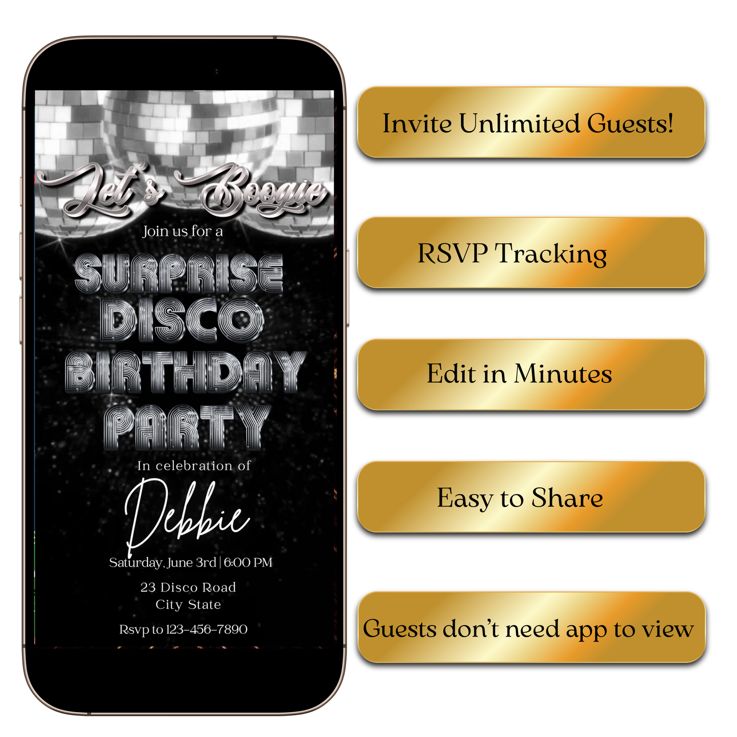 Retro Silver Disco Video Invitation for Mobile Sharing